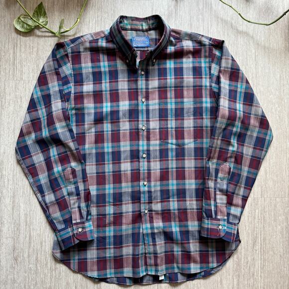 Pendleton Other - Vintage 60s 70s Pendleton Sir Pendleton Wool Board Shirt L USA Plaid Button Down